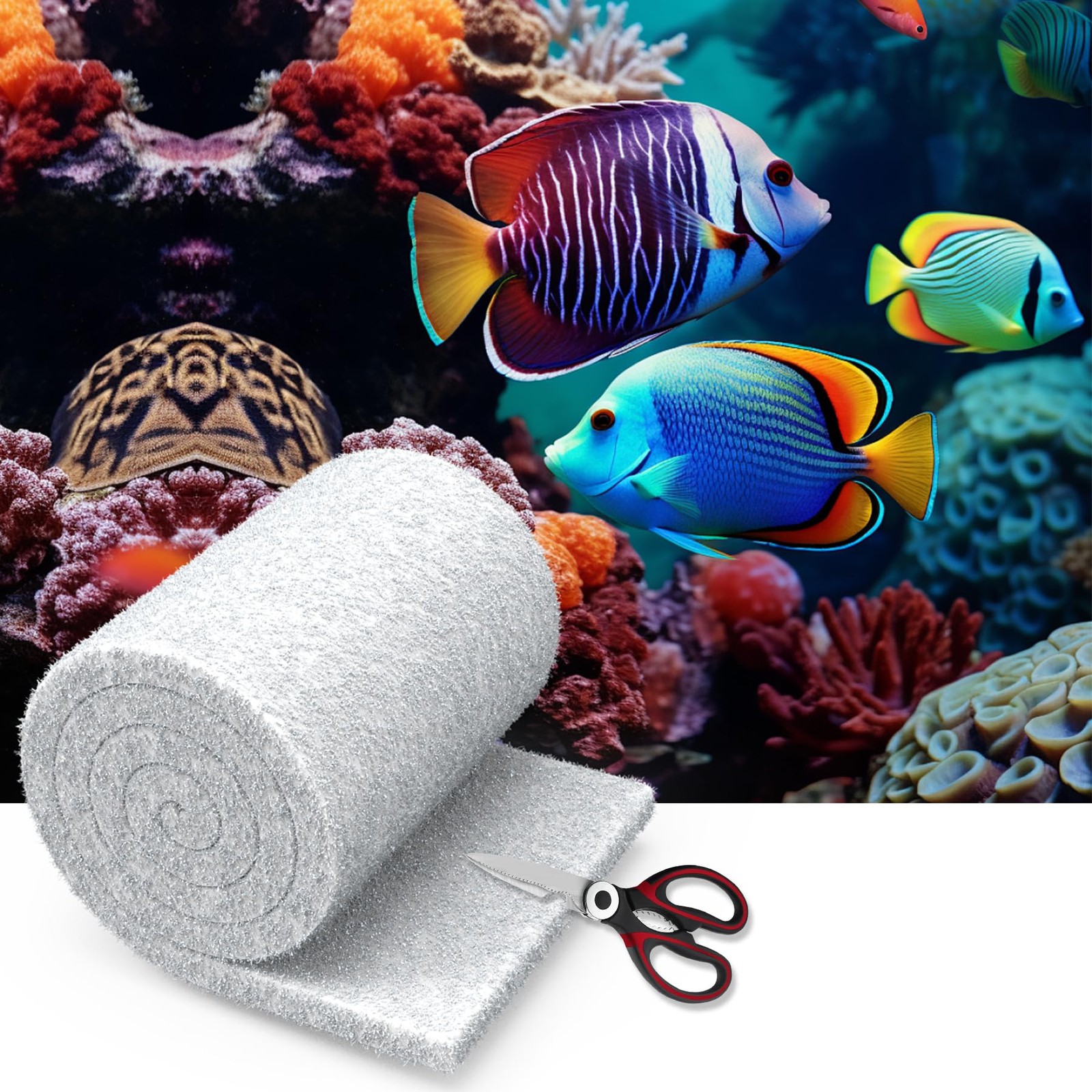 Aquarium Filter Media Floss, 12” x 72" Cut to Fit Fish Tank Filters for Cryst...