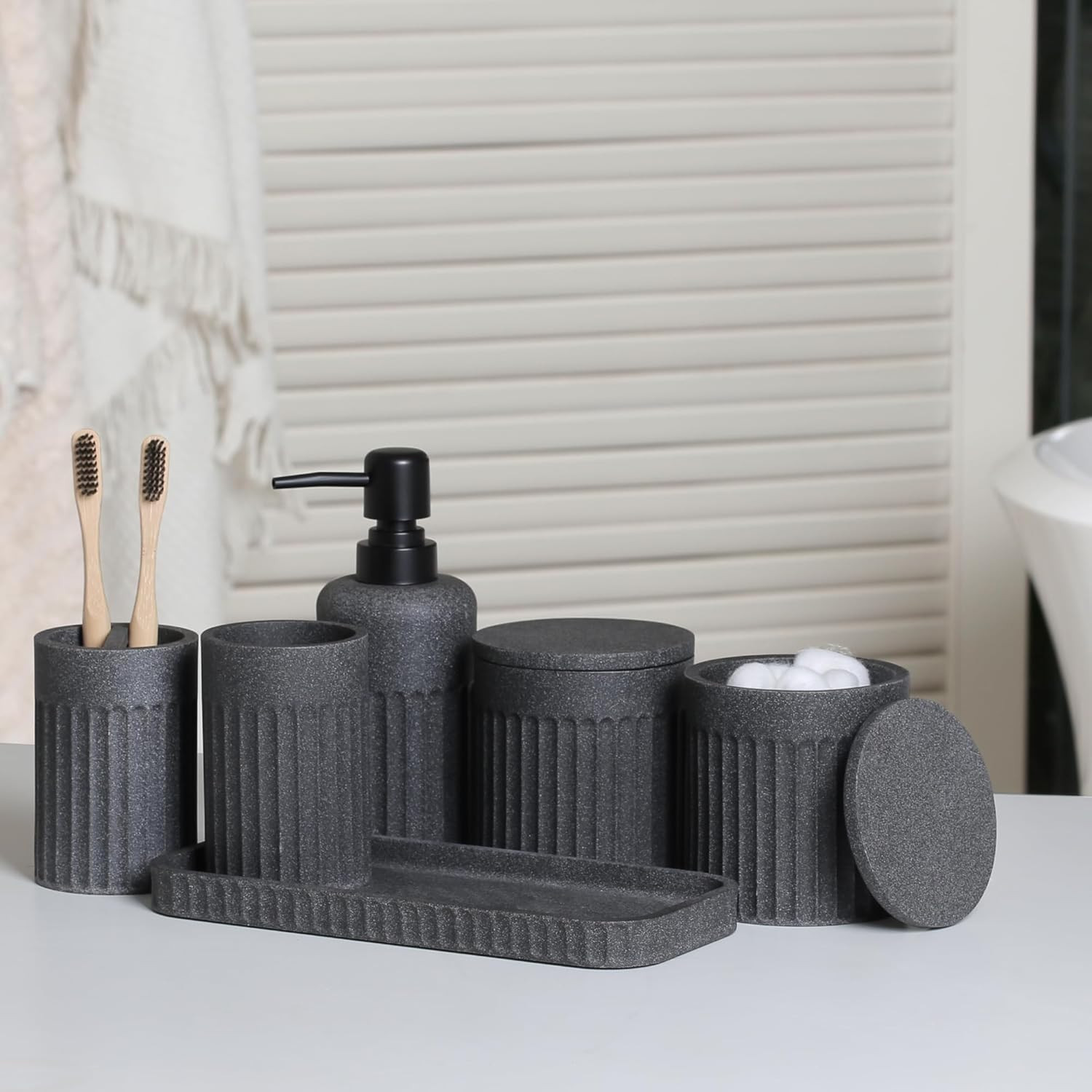 Bathroom Accessory Set - 6 Pieces Bathroom Accessories Set Complete with Soap Di