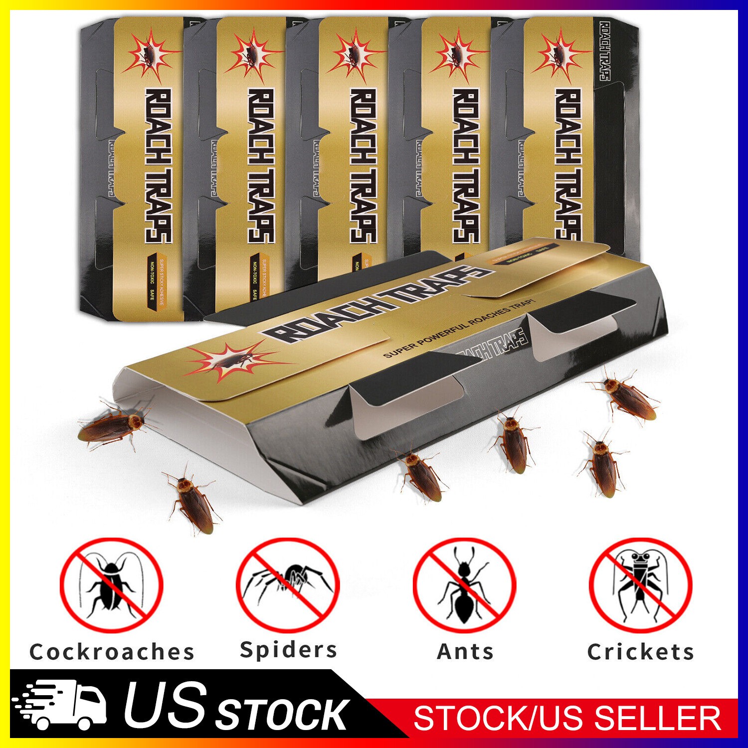 5PCS ​Pest Cockroach Killer Trap Powerful Adhesive Indoor Cockroach Pest Bait