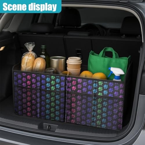 Car Trunk Organizer, Collapsible Multi-Compartment Auto Storage Box Colorful
