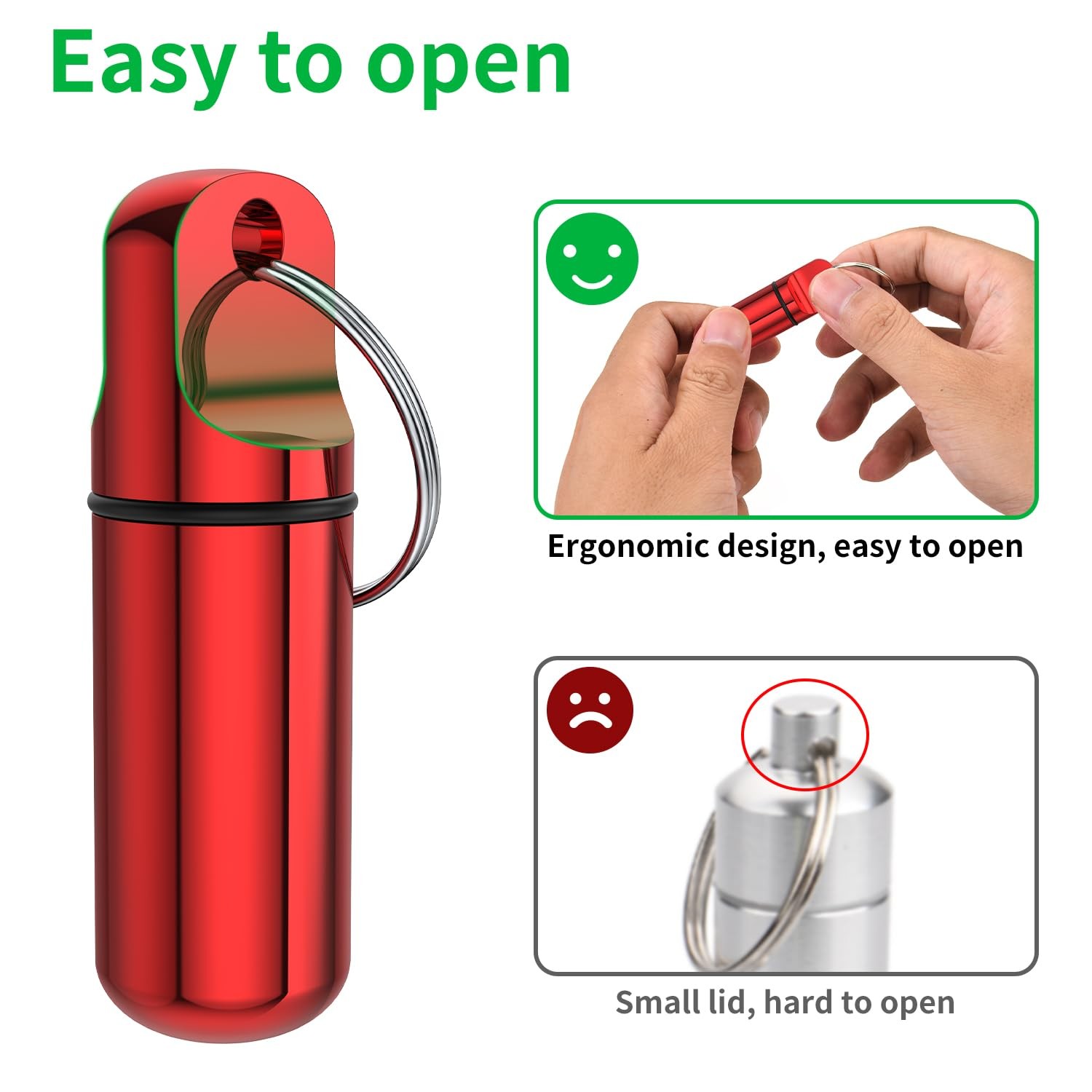 Small Pill Box Keychain, 4 Pack Portable Keychain Pill Holder Aluminum Alloy ...