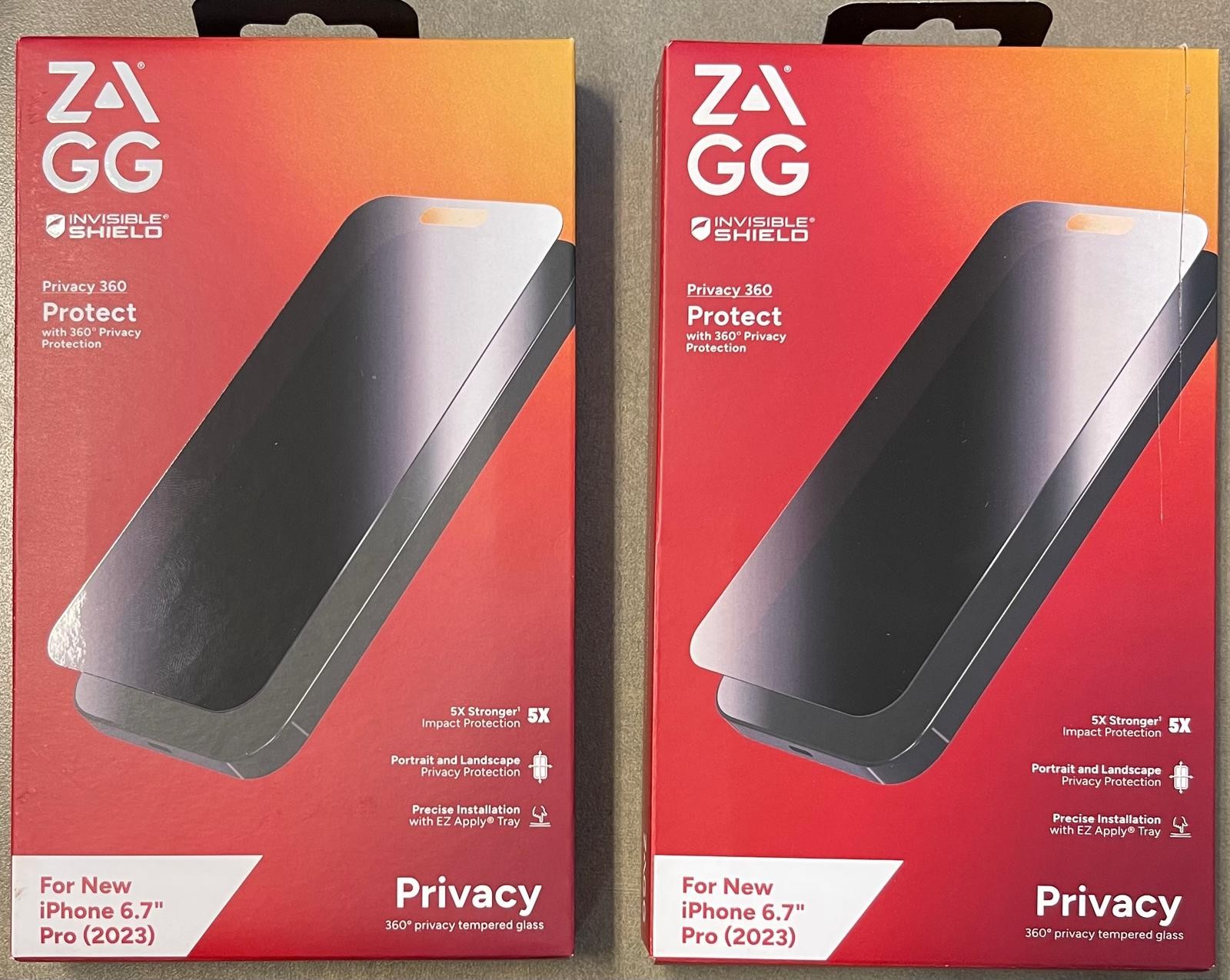 Pack of 2 Zagg Privacy Screen Protector iPhone 15 Plus / 15 Pro Max "NEW SEALED"