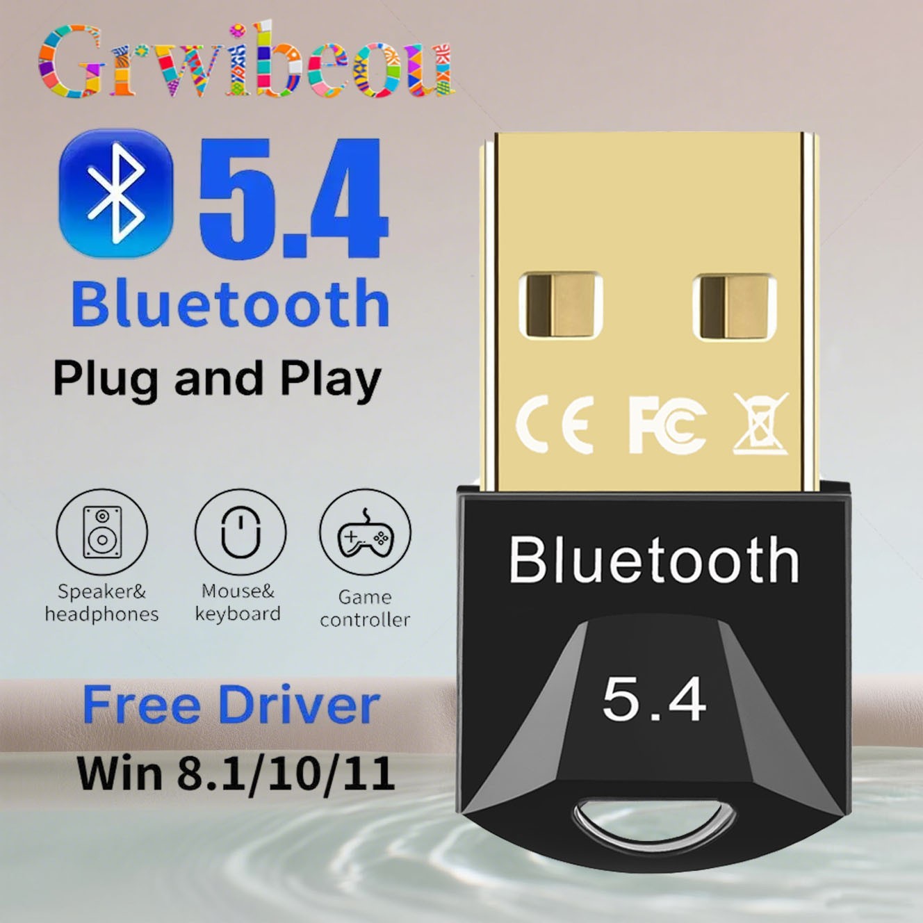USB Bluetooth 5.4 Adapter Dongle for PC Windows 7 10 11 Wireless Receiver 20M