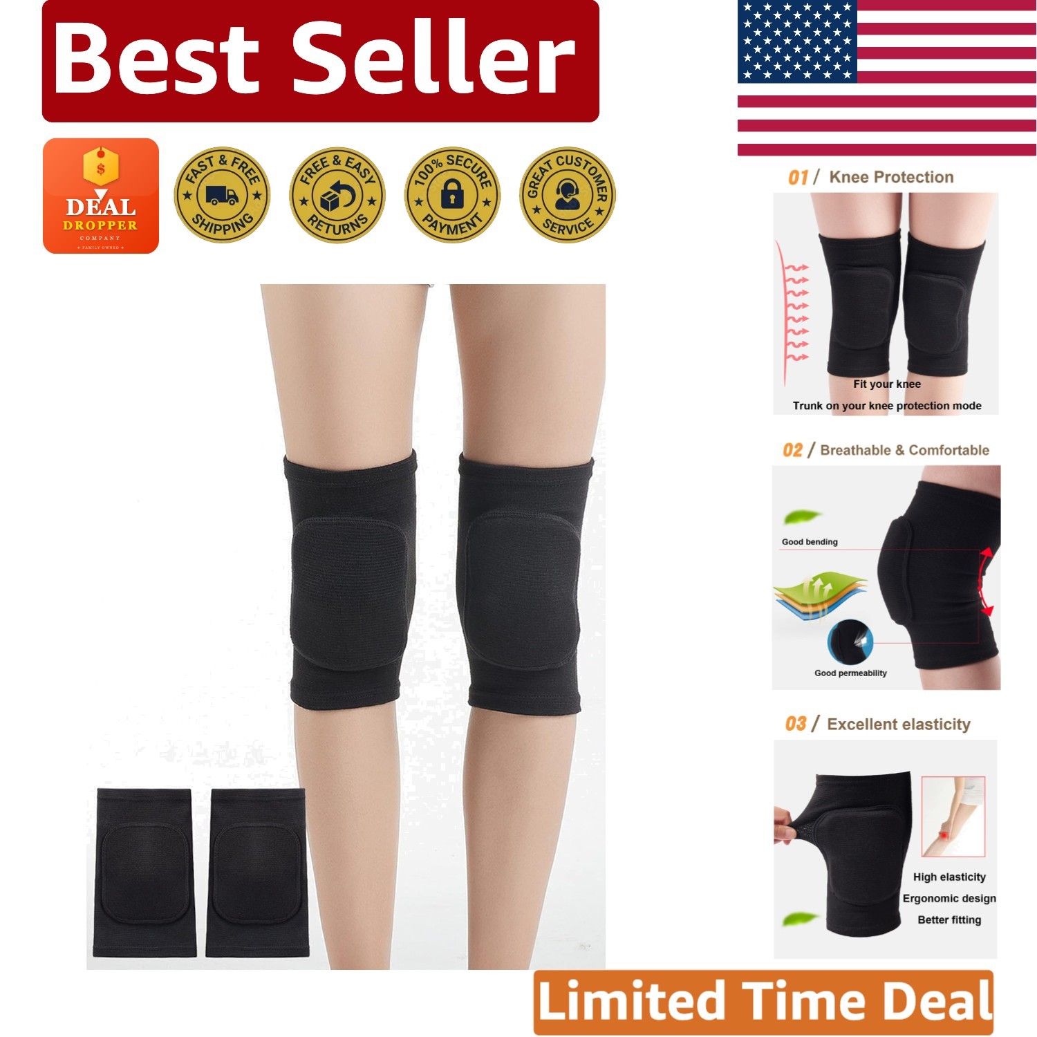 Ergonomic Knee Pads for Women - Shock-Absorbing Protection for Sports & Work, M