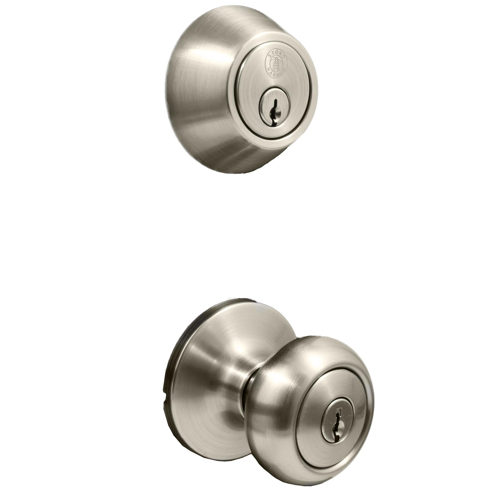 Highland Door Knob Combo (With Deadbolt), KW Keyway, Satin Nickel by Stone Harbo