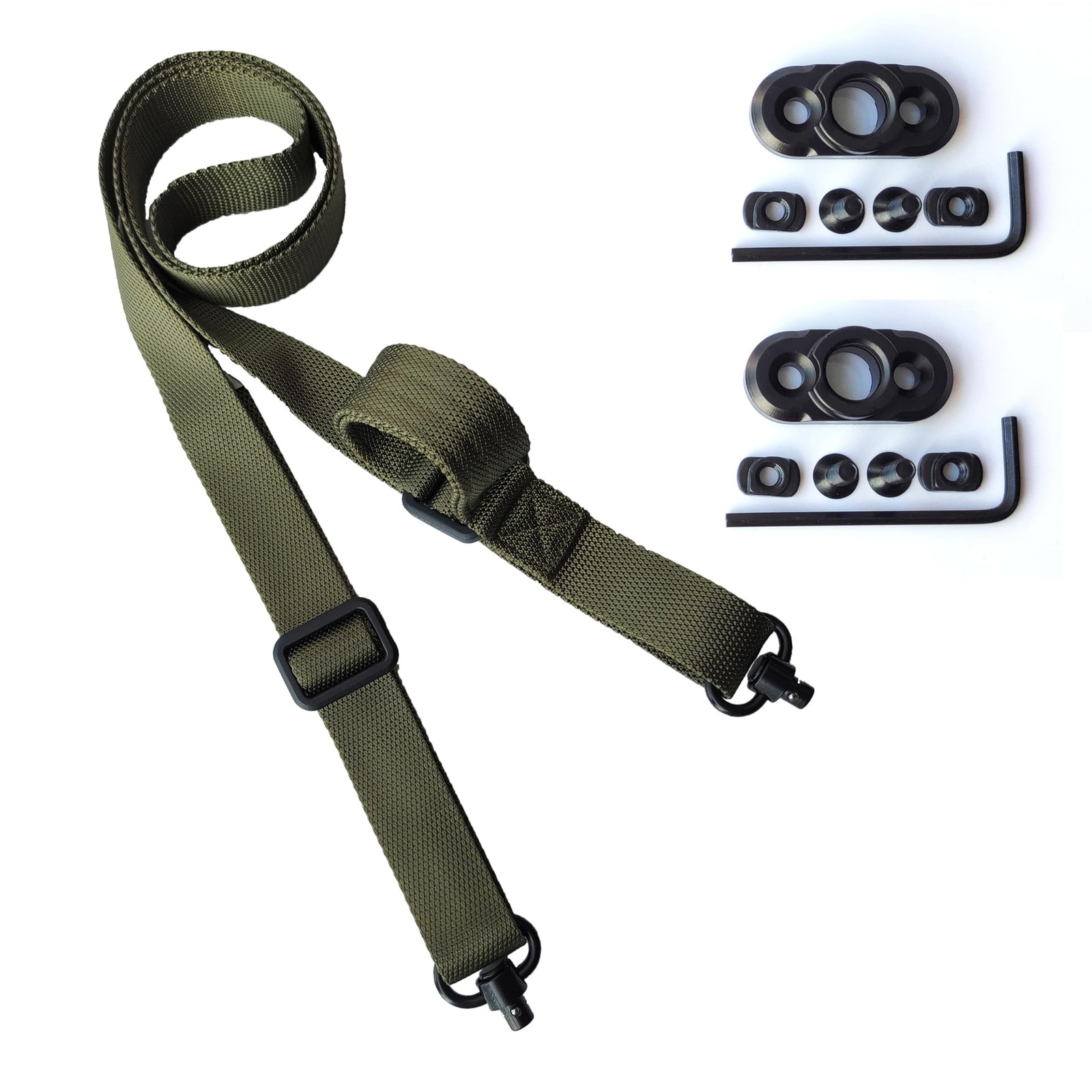 Two Point Traditional QD Sling with Sling Swivel and Quick Adjust Loop Green