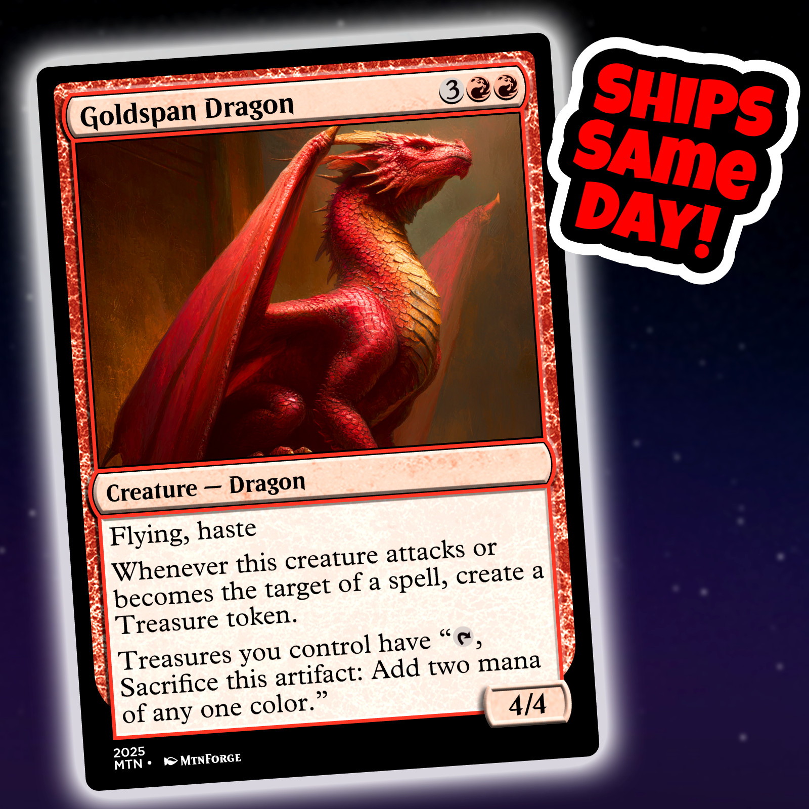 Goldspan Dragon - Custom Art Magic: The Gathering Playtest Card - Commander EDH