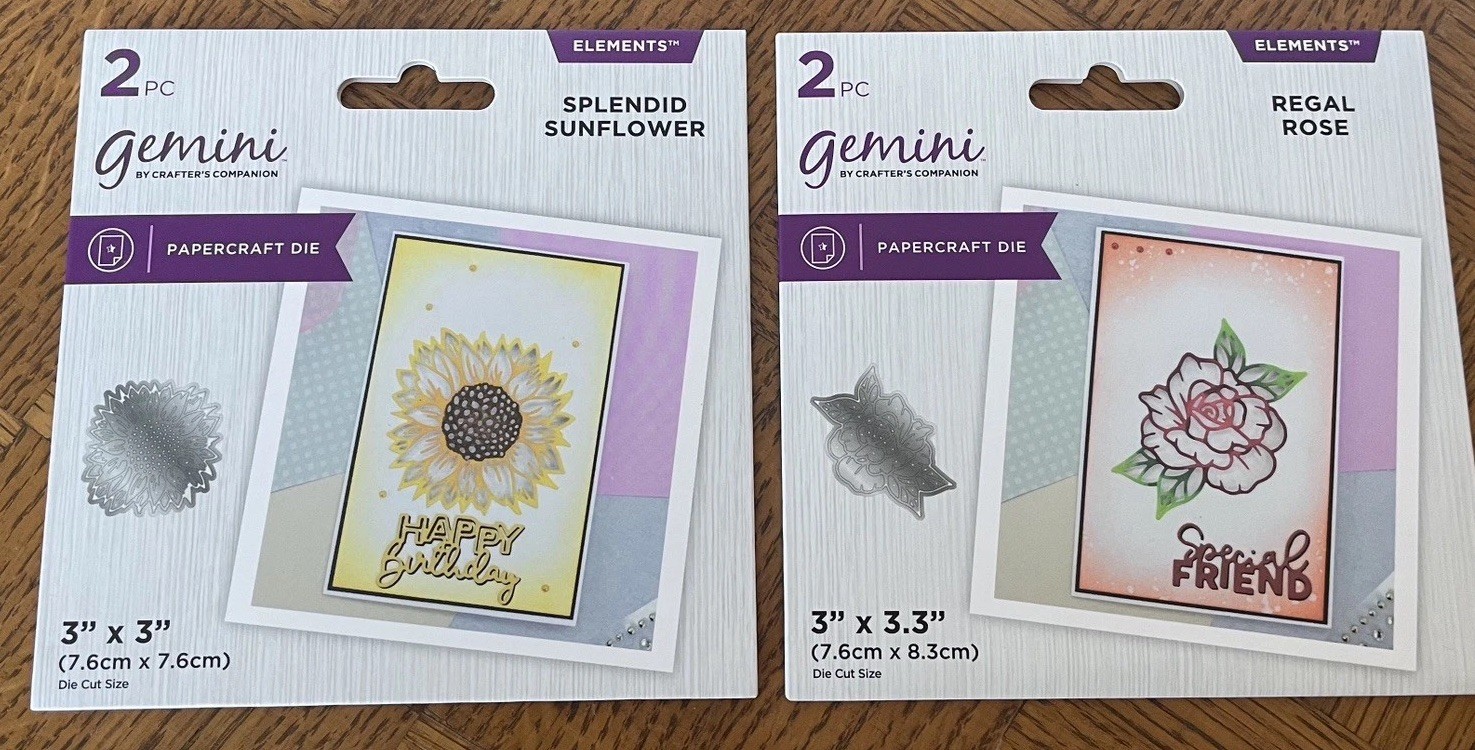 Crafters Companion Rose & Sunflower Outline Dies Set Of 2 For Paper Crafting