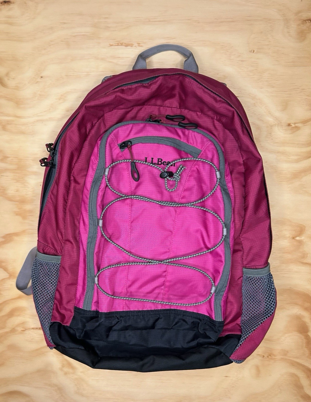 L L Bean Back Pack Padded Computer Pocket Hiking Day Pack Fuchsia Wine