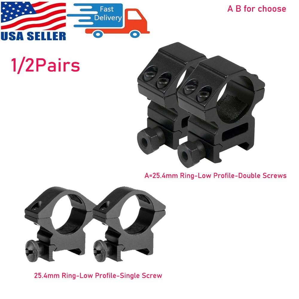 Scope Mount 1" 25.4mm Rings Scope Low Profile Mount for 20mm Picatinny Rail USA