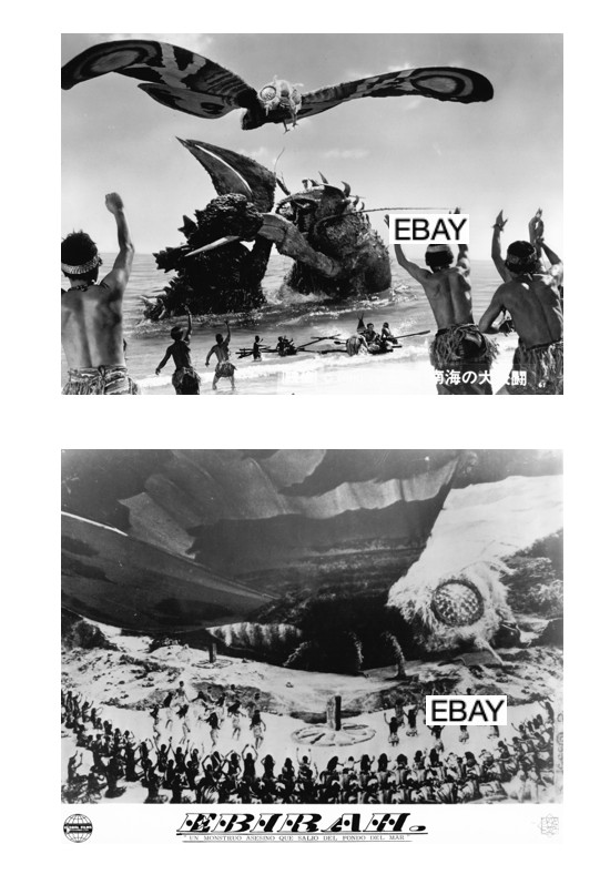 EBIRAH HORROR OF THE DEEP 1966 GODZILLA MOVIE PHOTO LOT #1 (2)MOTHRA JAPAN KAIJU