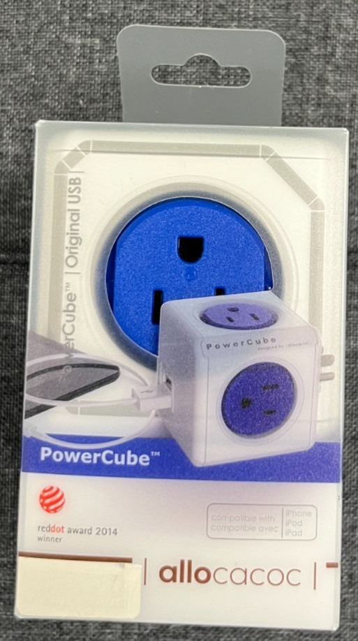 AlloCacoc PowerCube 125-Volt 4-Outlet P with USB Port Cobalt Blue Brand-New