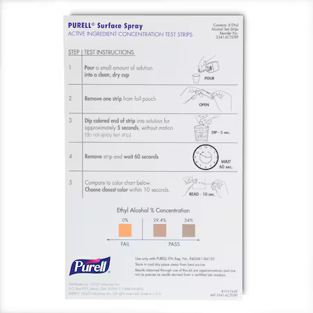 Purell 3341-6Ctstrp Test Strips, 6 7/8 In L, 4 In W, Pk6