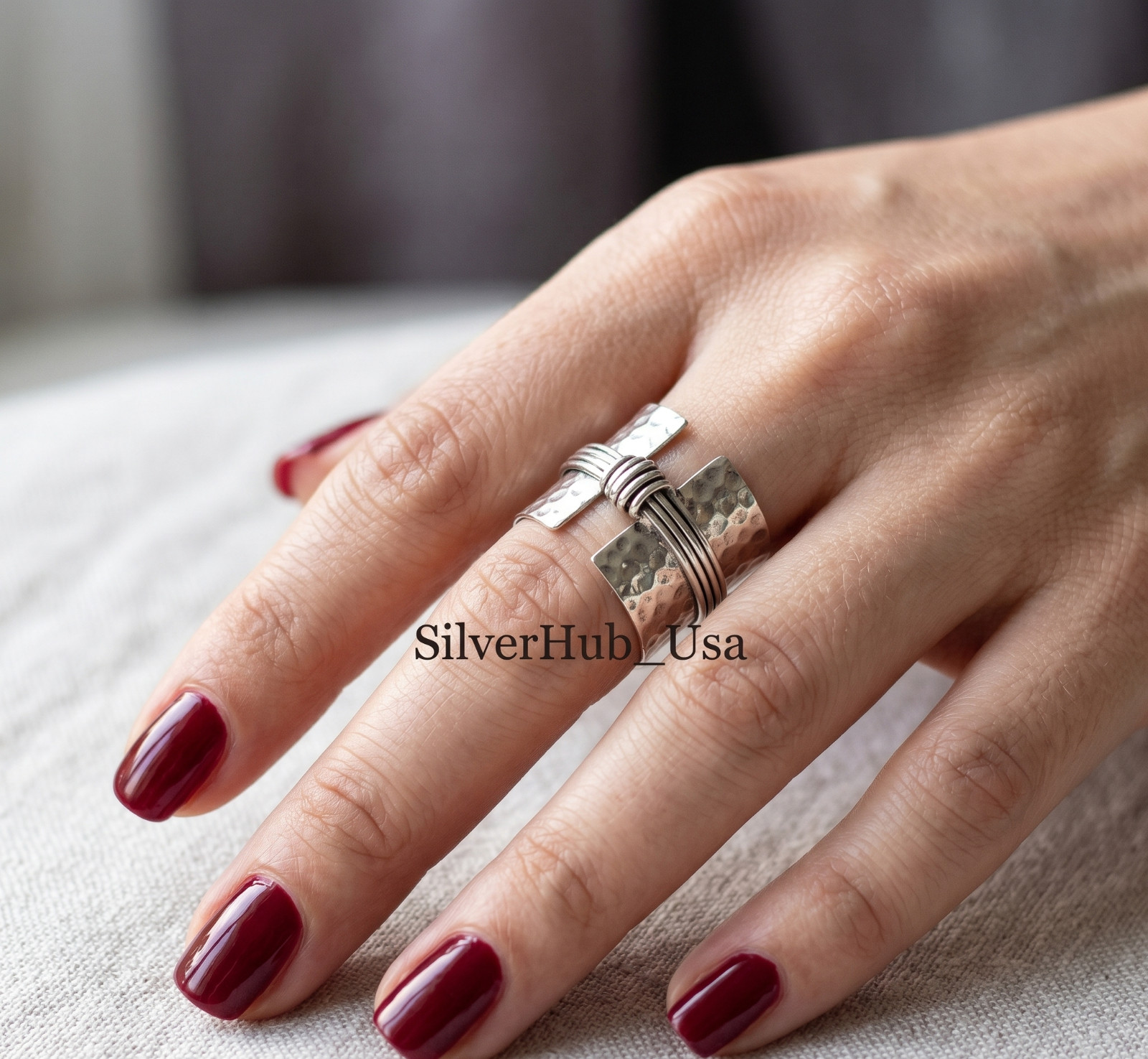 925 Sterling Silver Statement Band Ring Valentine Day Jewelry All Size SE-162