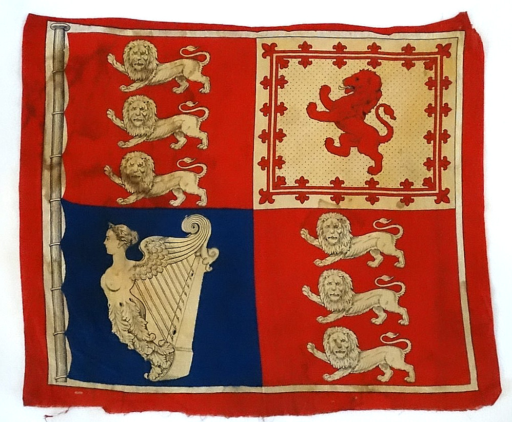 VINTAGE HANDKERCHIEF/FLAG, Royal Standard Printed Flag/Handkerchief c. 1910-20