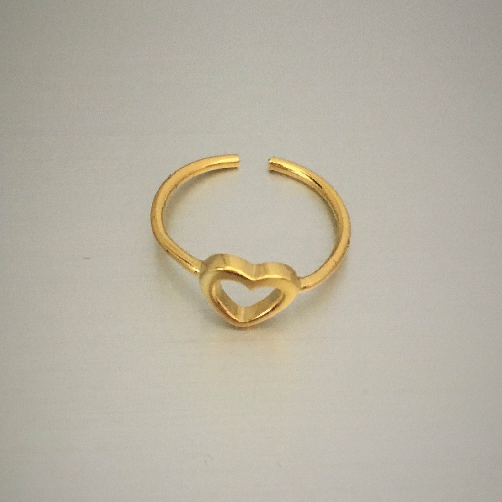 Gold Over Sterling Silver Heart Toe Ring, Silver Ring, Heart Ring