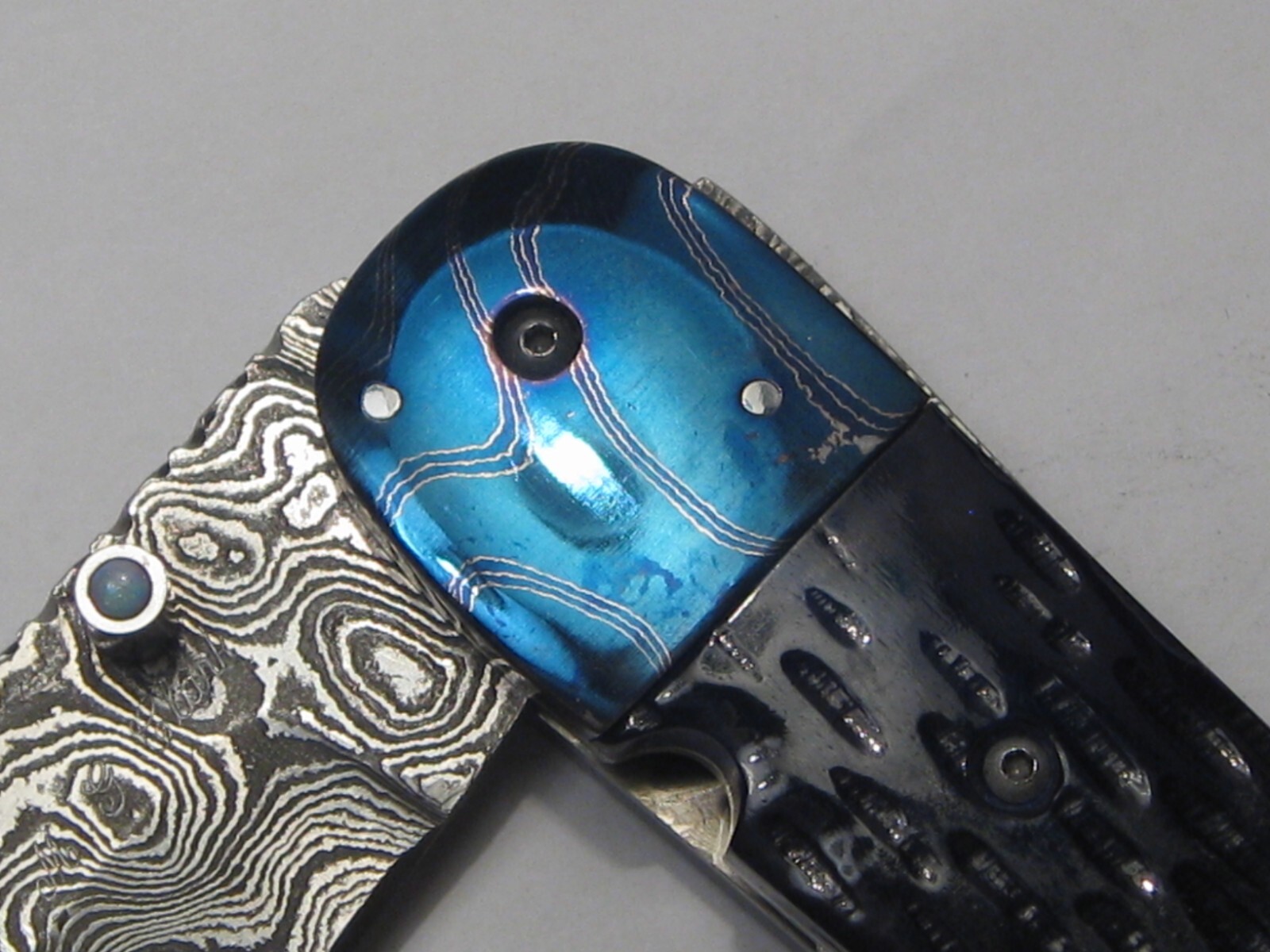 Custom M.G. CLARK DAMASCUS Lock Back Folding Pocket Knife w/ Case. #24