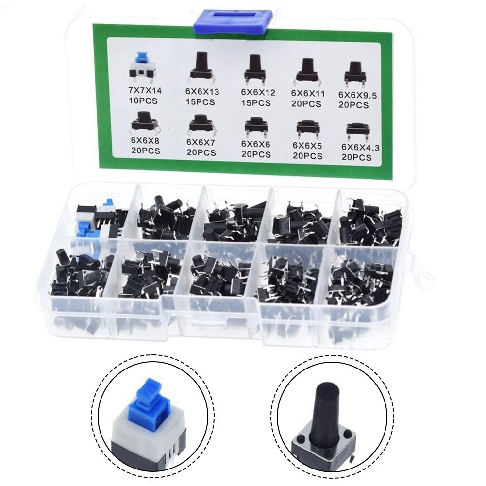 Push Button Tactile Switch Kit 180 Pieces Boxed for Electronic Equipment Repair
