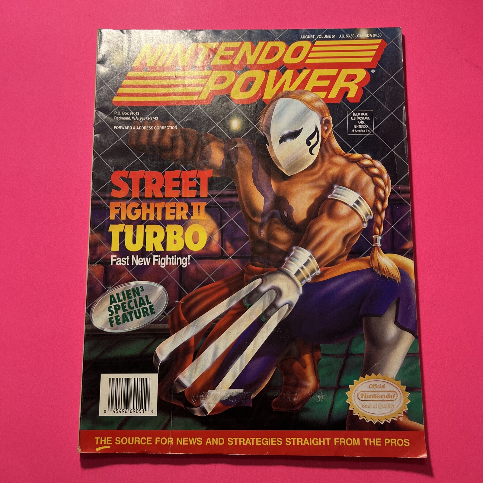 Nintendo Power Magazine Street Fighter Vol 51 w/ Rock n' Roll Poster & Cards '93