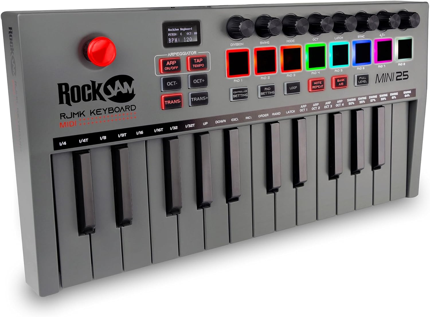 Go 25-Key USB & Bluetooth MIDI Keyboard Controller with Drum Pads & Knobs