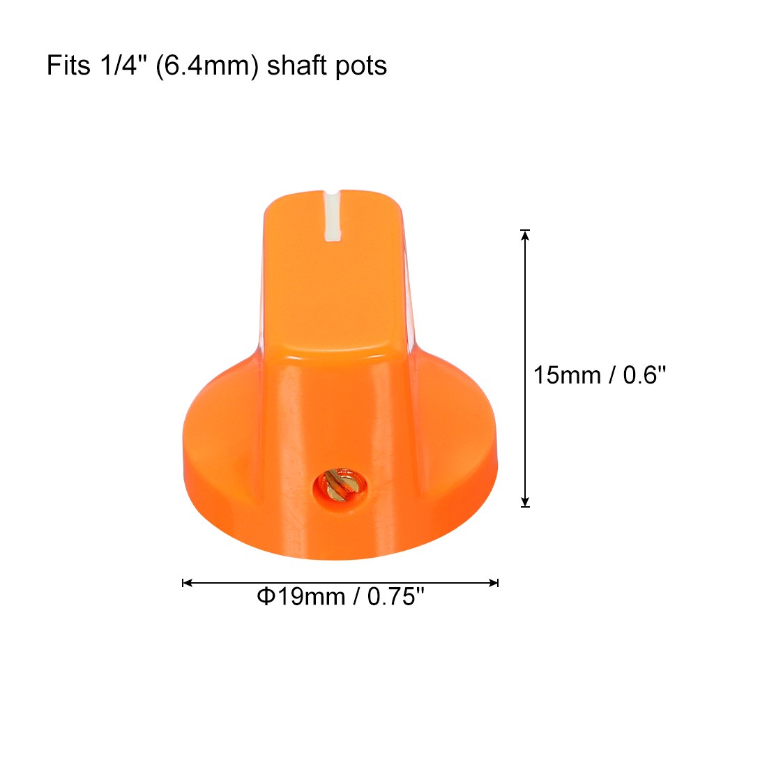 5Pcs 6.4mm Shaft Hole Pedal Knobs Pointer Control Knobs with Set Screw Orange