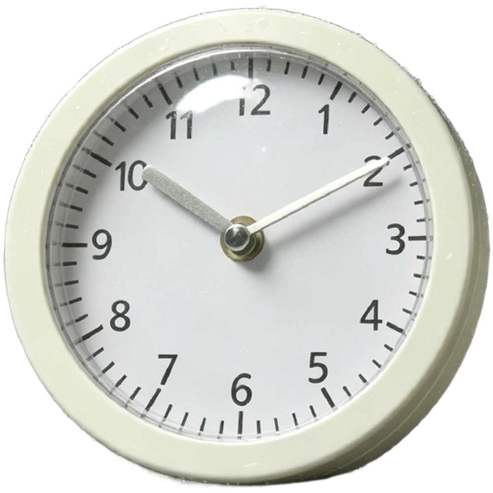 Waterproof Plastic Wall Clock Silent Movement for Bathroom Kitchen White Finish