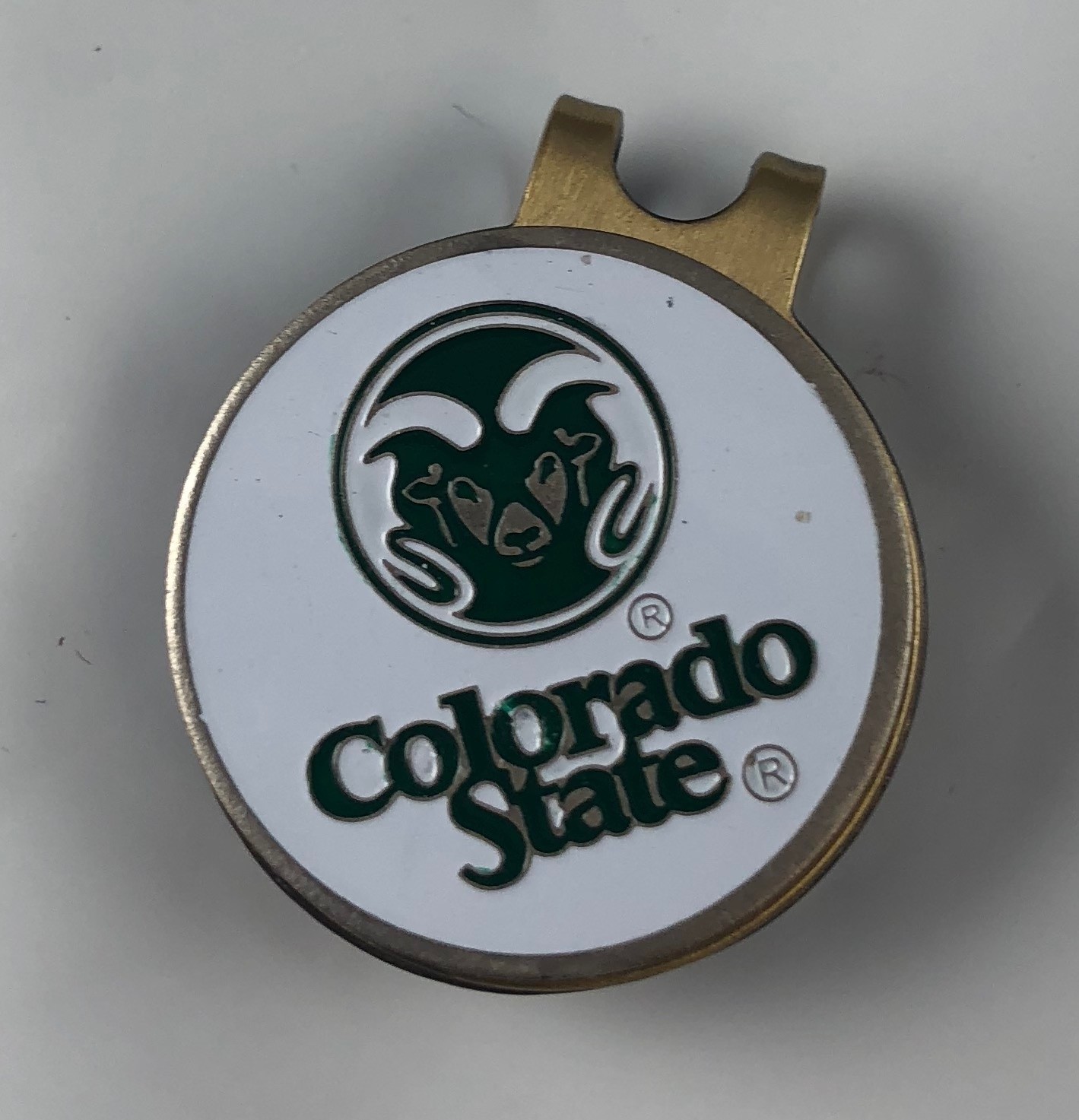 GOLF Bronze HATCLIP & ballmarker Colorado State Rams White NEW