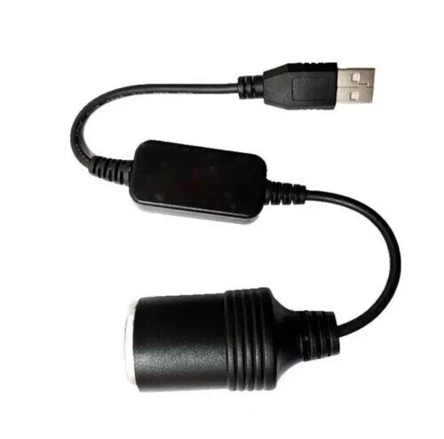 USB To 12V Car Cigarette Lighter Female Socket Converter Adapter Cable Connector