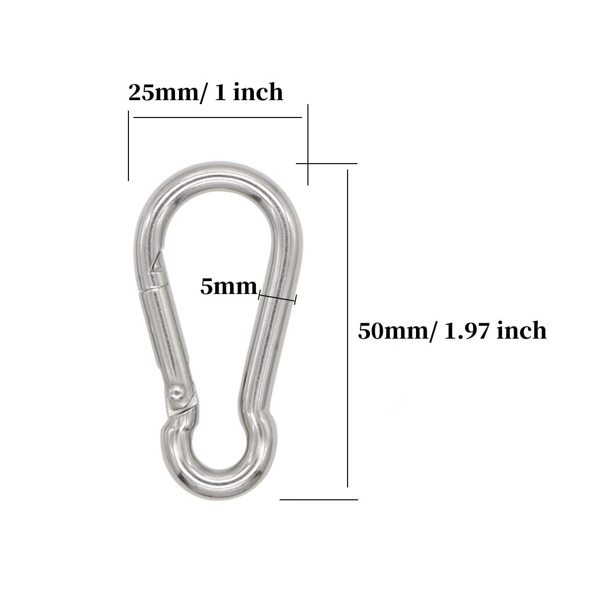 20 Pack 1.97 inch Stainless Steel Spring Snap Hook, Spring Hook Clip Keychain...