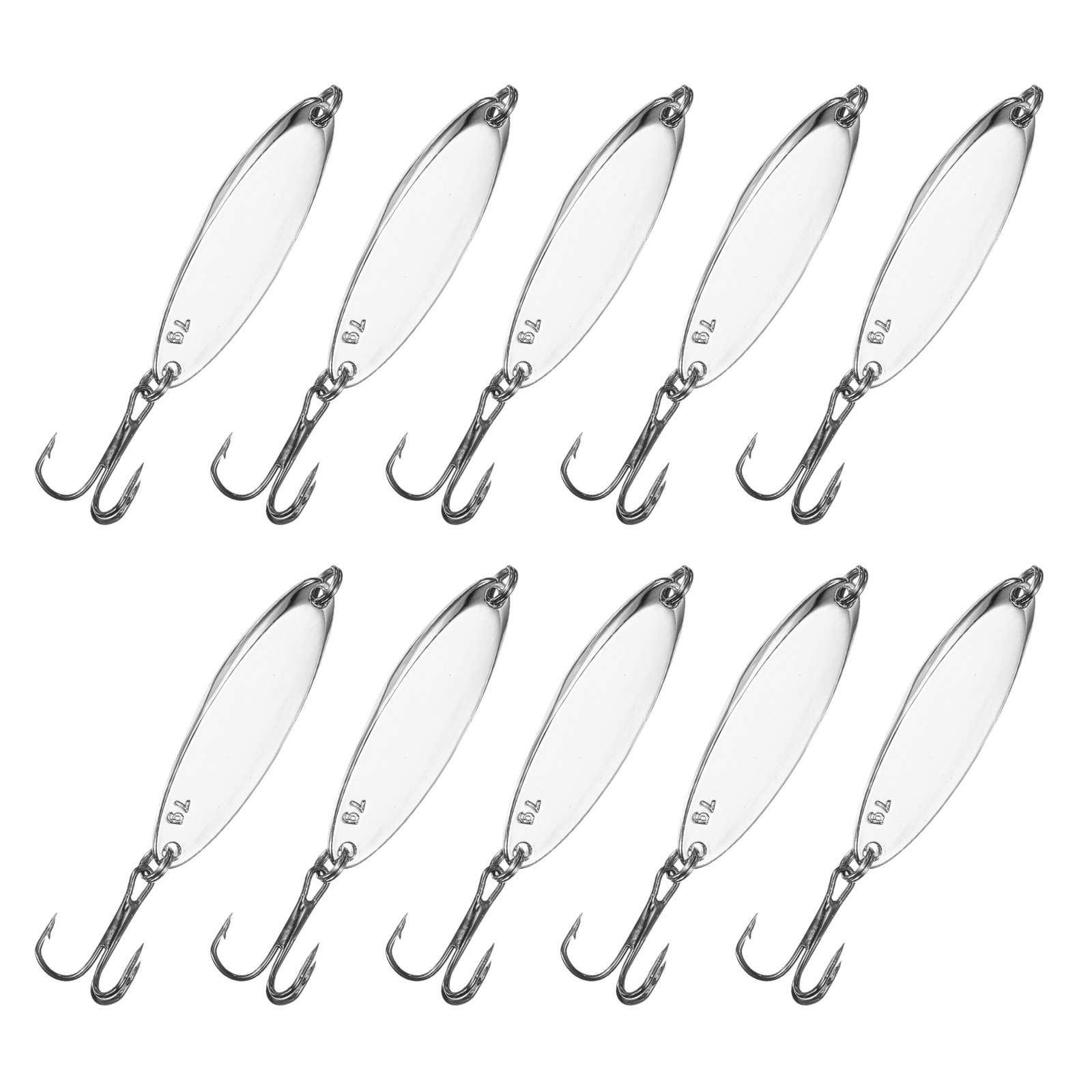 Fishing Spoons Lures, Metal Treble Trout Lures for Casting 10 Pcs 1/4oz Silver
