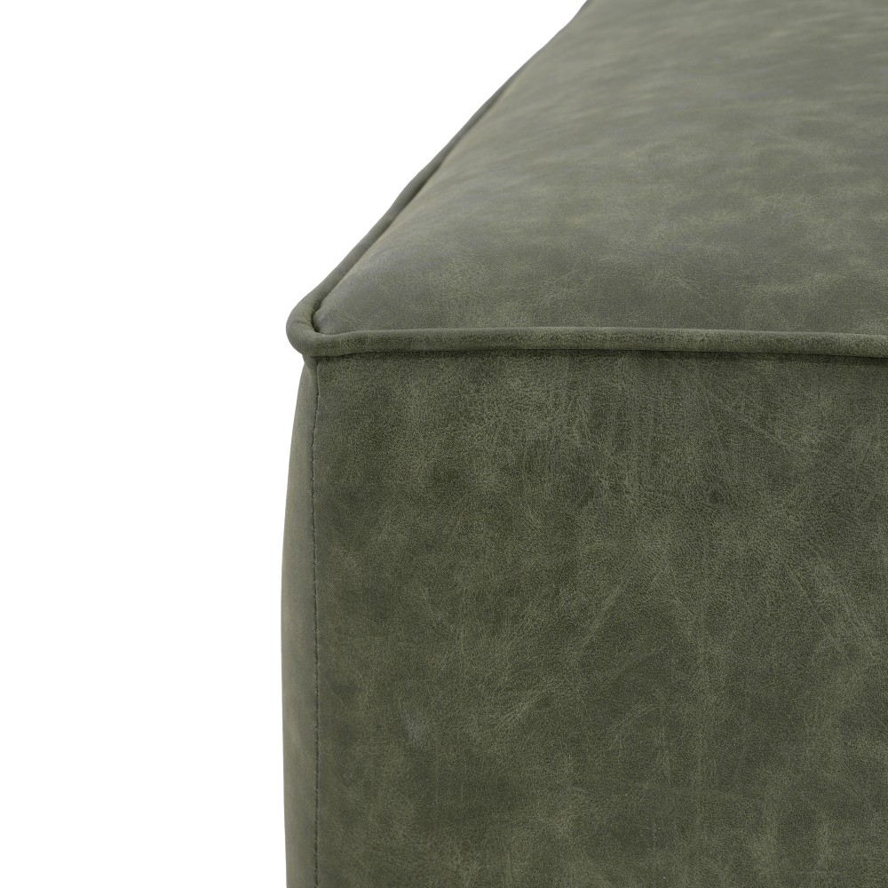 Upholstered Square PU Leather Ottoman,Black