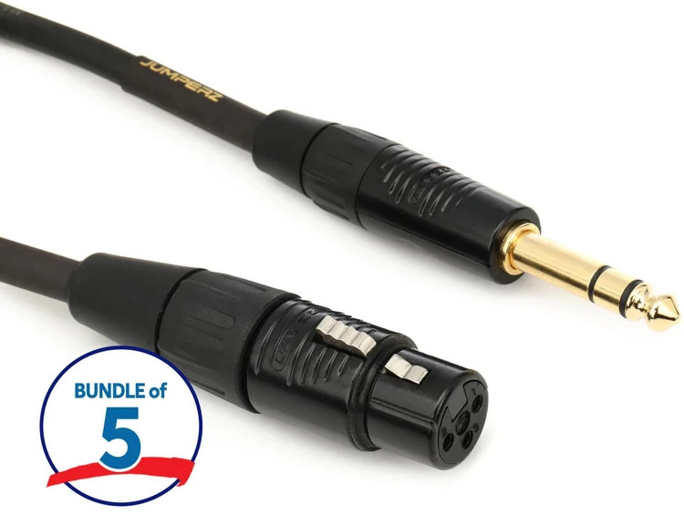 JUMPERZ JGTRSXF-1 Gold Cable - 1 foot (5-Pack)
