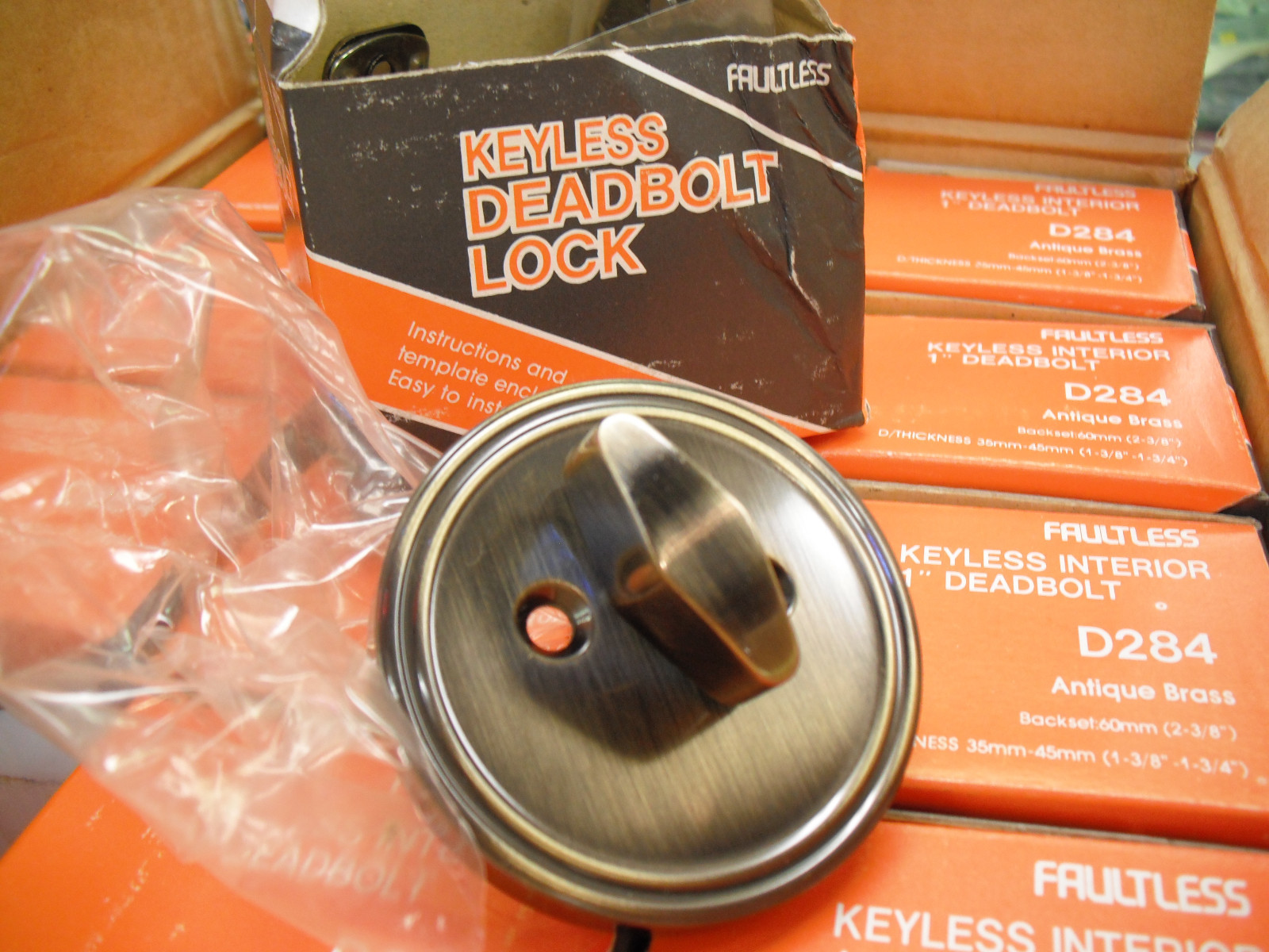 New in boxes Lot of 24  Faultless keyless deadbolt lock Model D284 ANTIQUE BRASS
