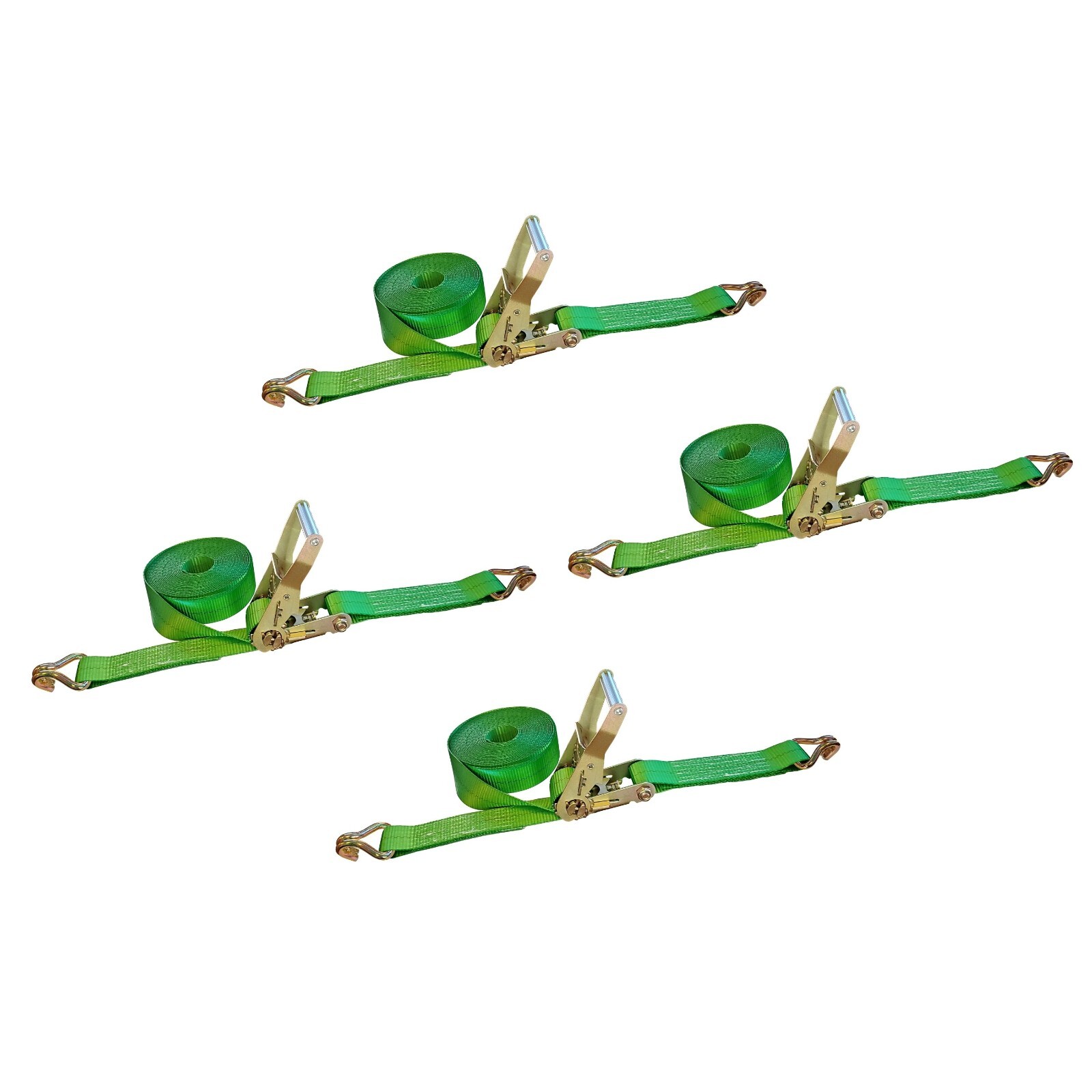 USA 4 Pack 2" x 30' Ratchet Tie Down Strap w/ J Wire Hook Flatbed Truck Trailer