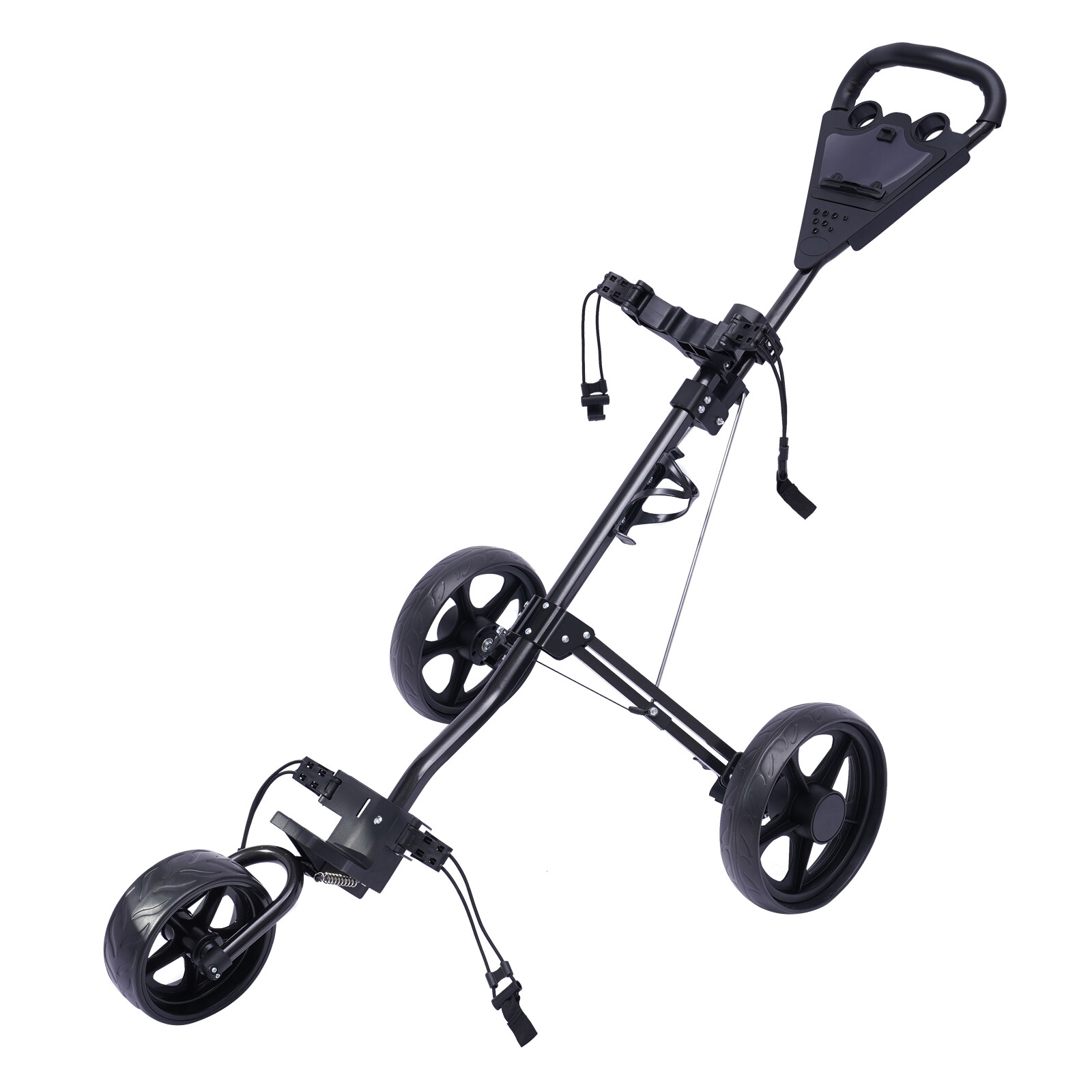 3 Wheel Golf Push Cart Folding Golf Walking Push Cart Roller Golf Bag Holder