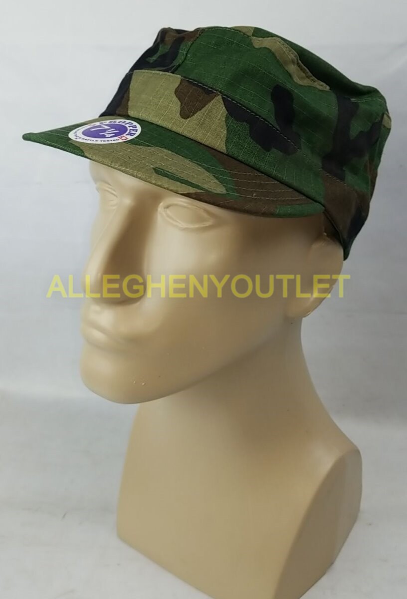 US Military Propper Ripstop BDU Patrol Cap Hat Woodland Camo Size Med or Lrg NWT