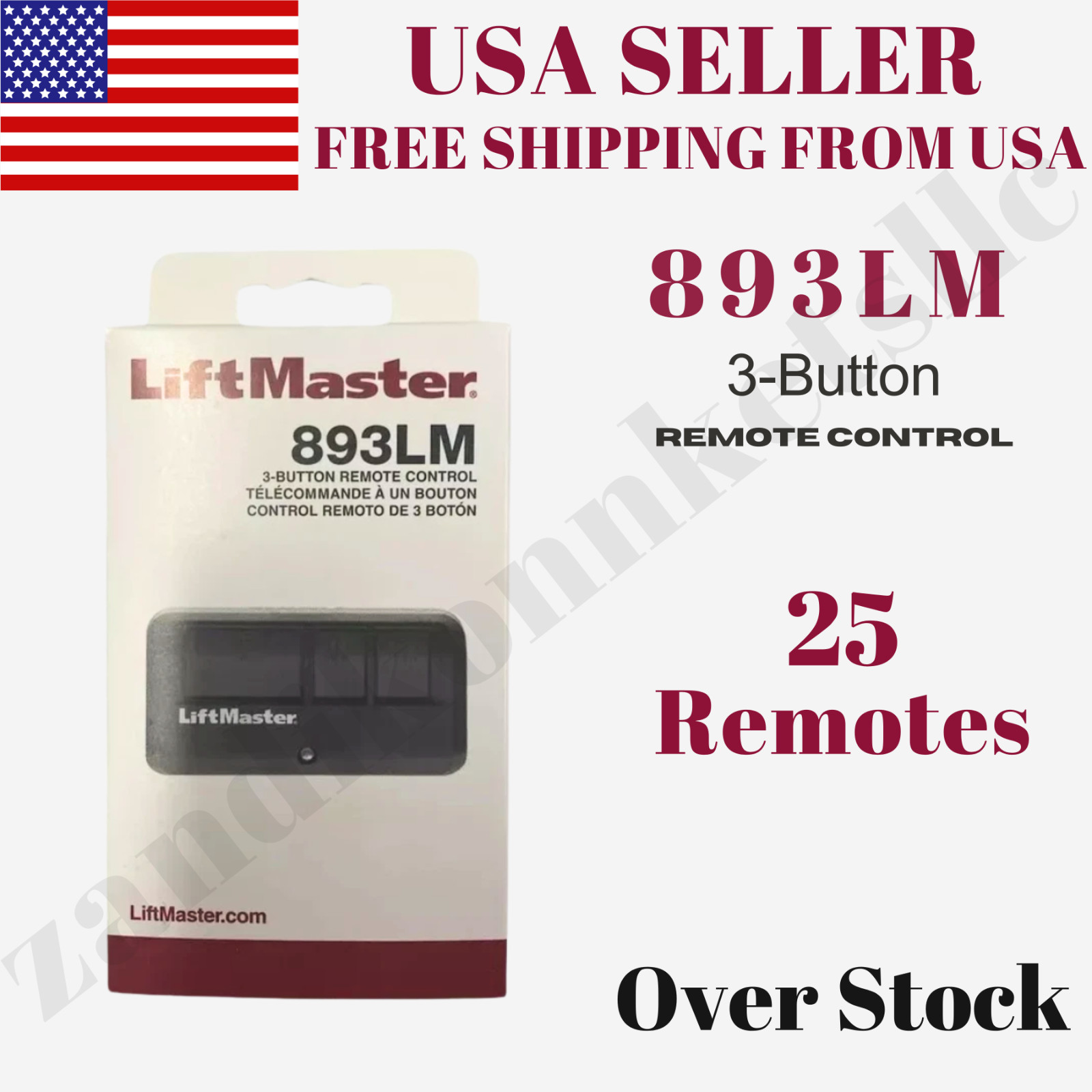 25 Pack LiftMaster 893LM Remote – Security+ 2.0 Garage Door Opener 315MHz