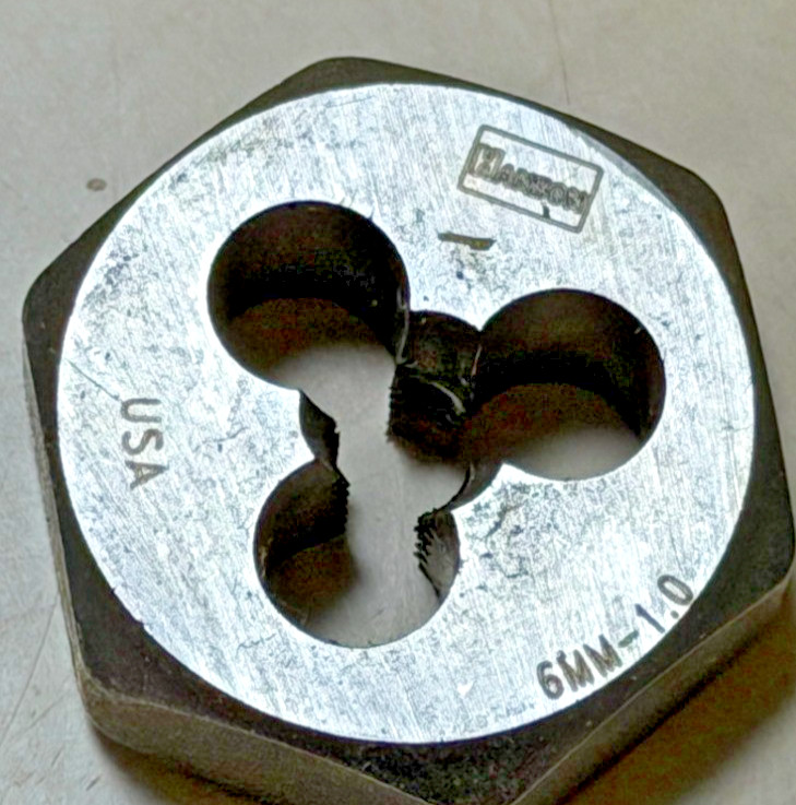 9727 M6 X 1.0 Metric 1" Hex Die Irwin Hanson  6MM Carbon Steel 6627 USA