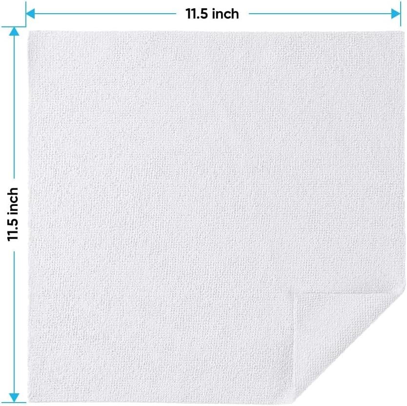 Lint-Free Microfiber Cloths 10 Pack Quick Dry White for Kitchen & Car Surfaces