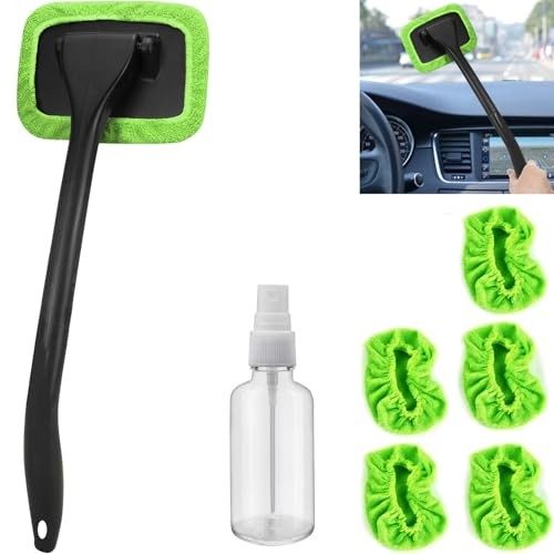 Car Windshield Cleaning Tool, Windshield Cleaner with 5 Washable and Green