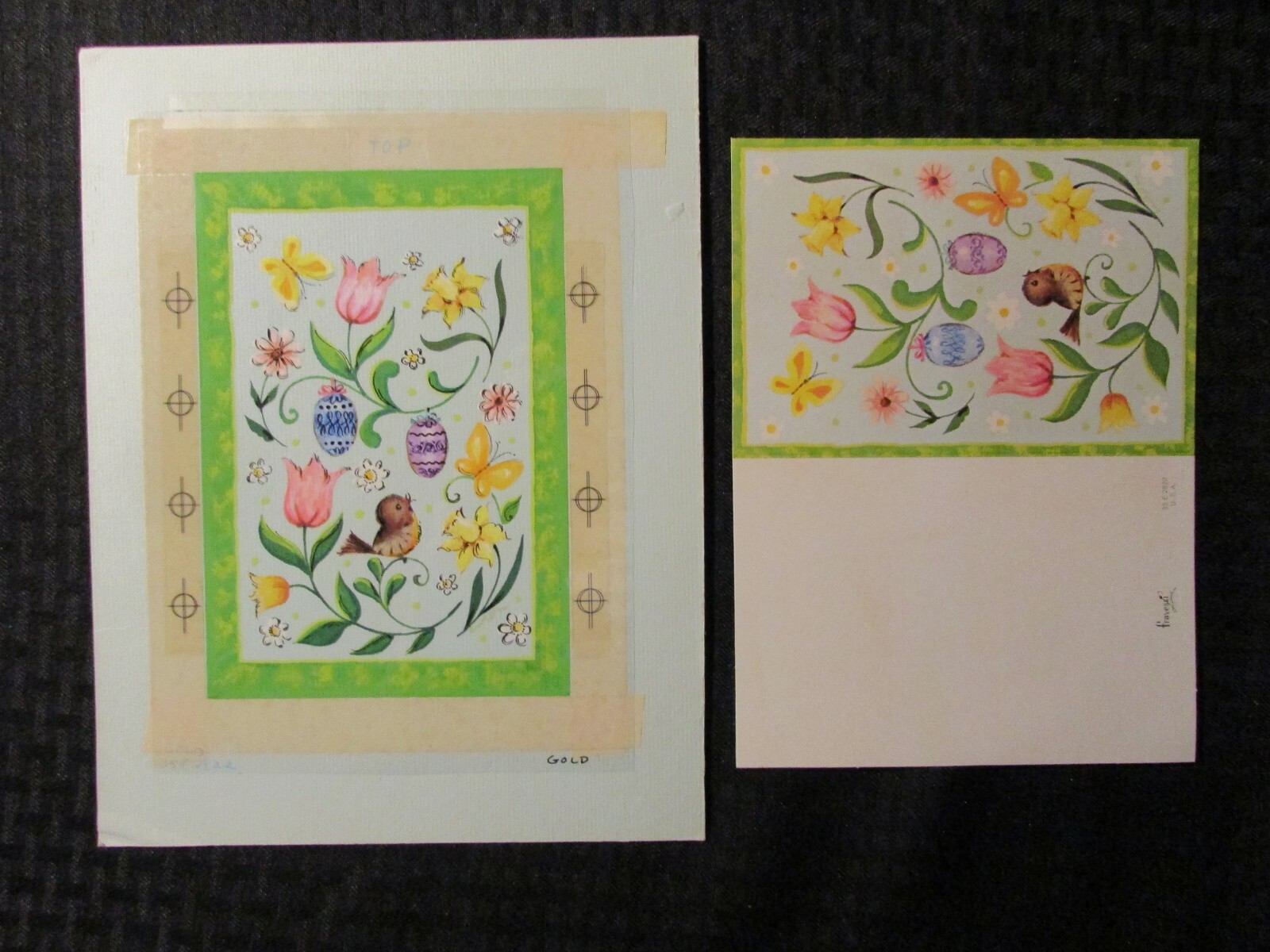 EASTER Bird Butterflies & Flowers 8x11" Greeting Card Art #2822 w/ 2 Cards