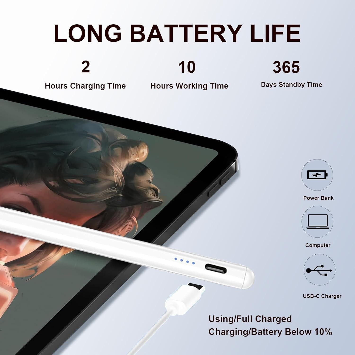 Stylus Pen Android for Samsung Galaxy Tab A9/A9Plus/A8/A8plus/A7/A7lite black