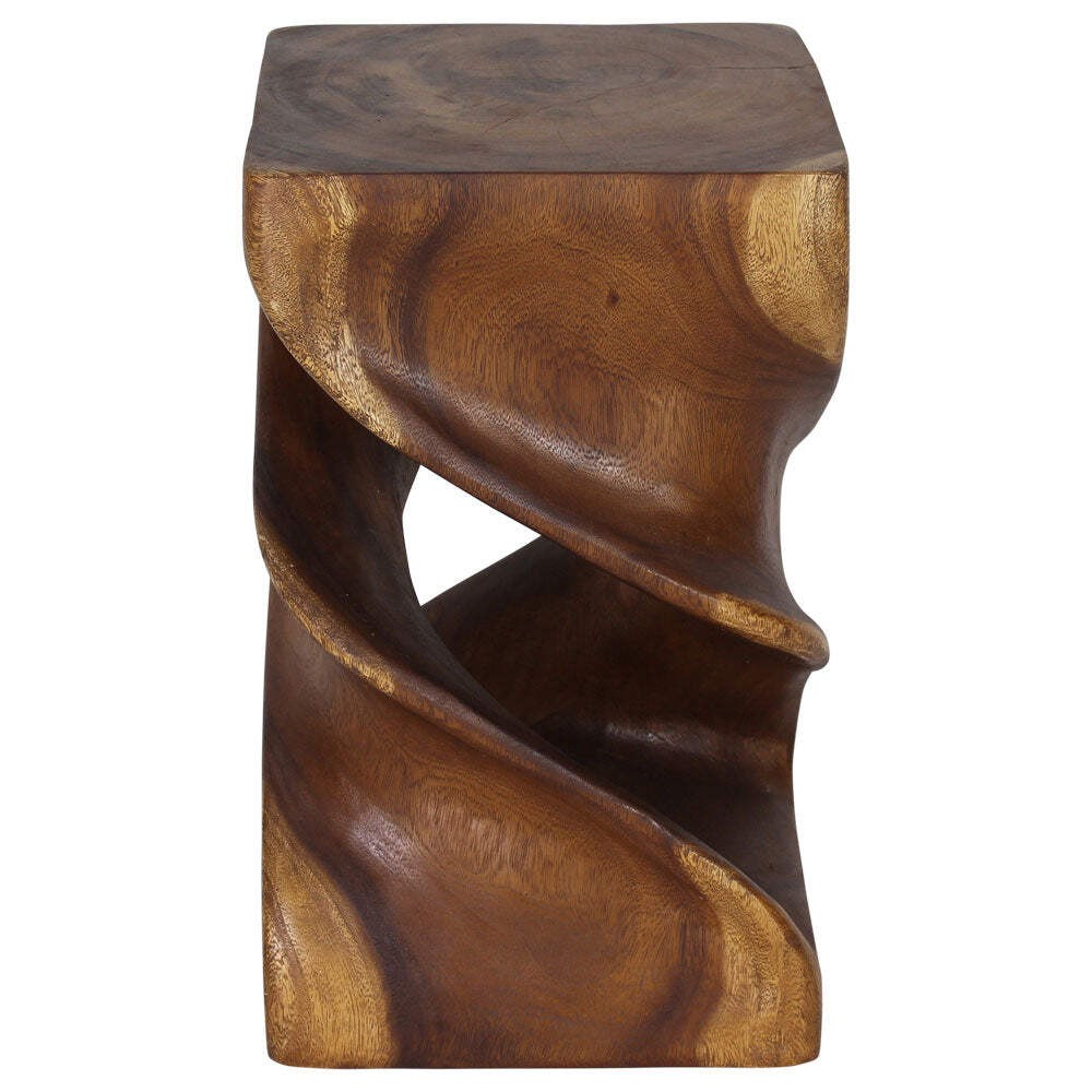 Haussmann Wood Double Twist End Table 14x14x23 in Height Walnut Oil