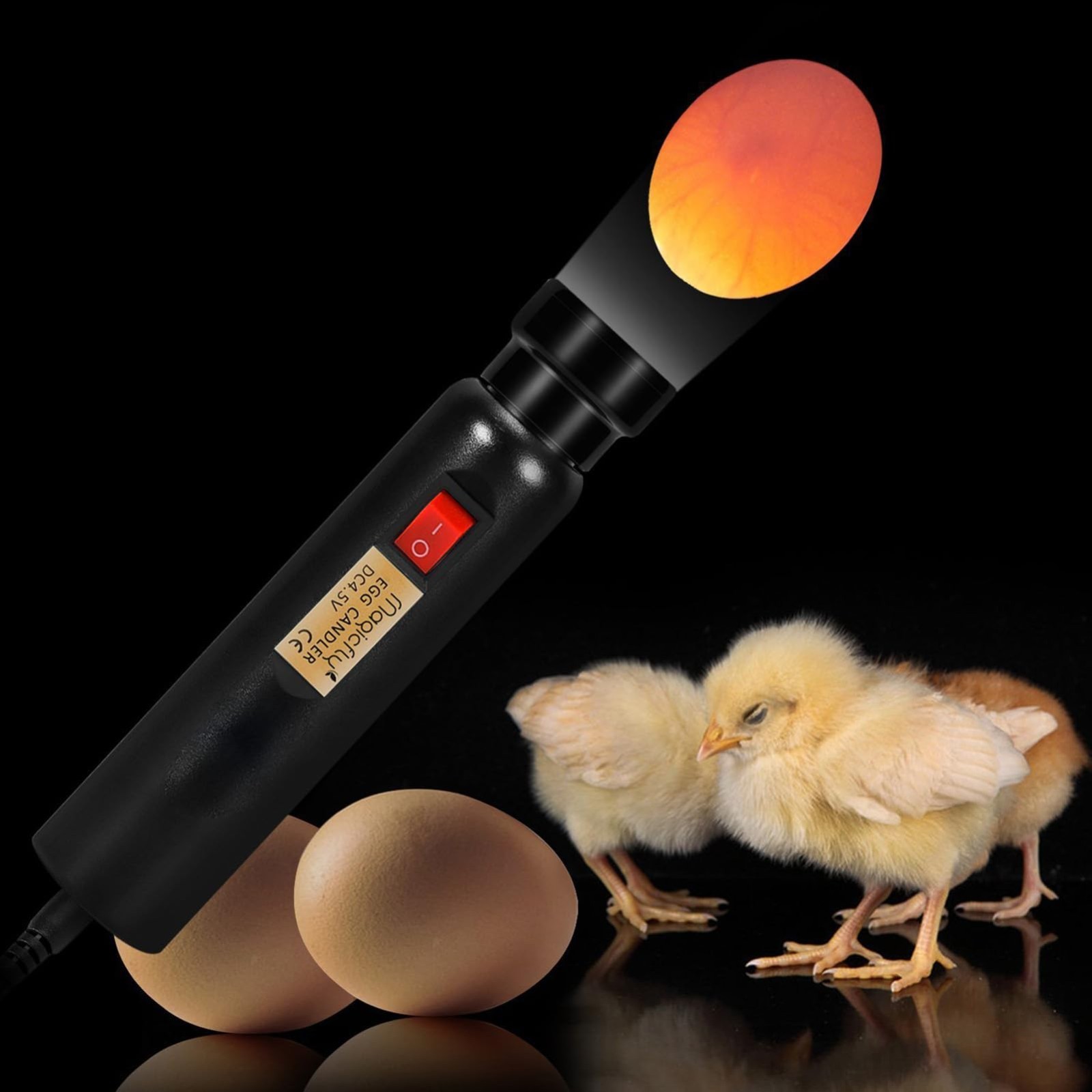 Bright LED Egg Candler Tester - Cool Light for Hatching Eggs, Power Supply Opera
