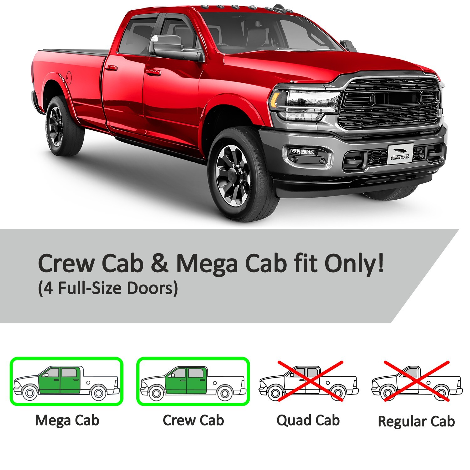 Rain Guards Vent Visors Shade for 2019-2024 Dodge RAM Crew Cab