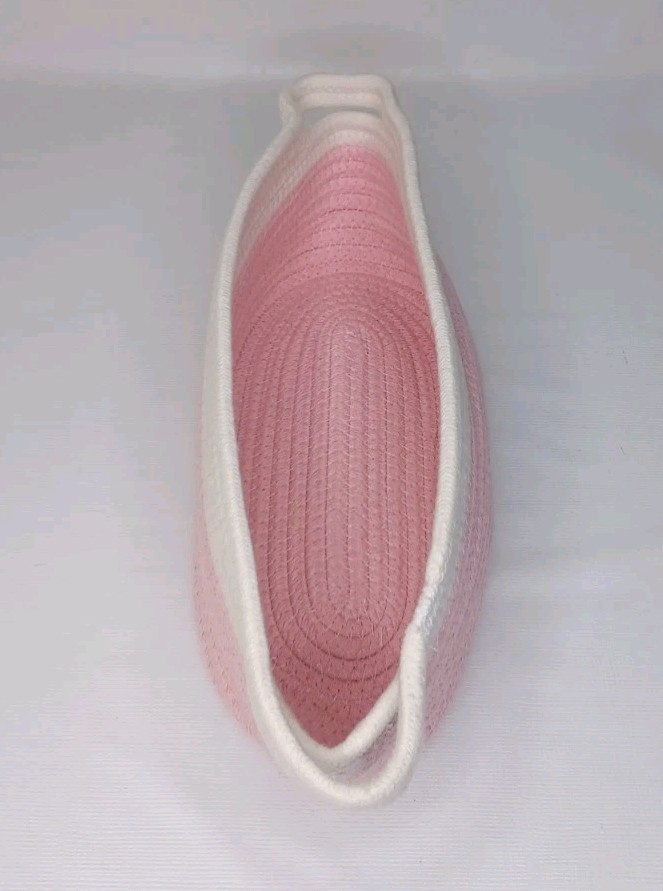 Pink Oval Woven Fabric Gift Basket