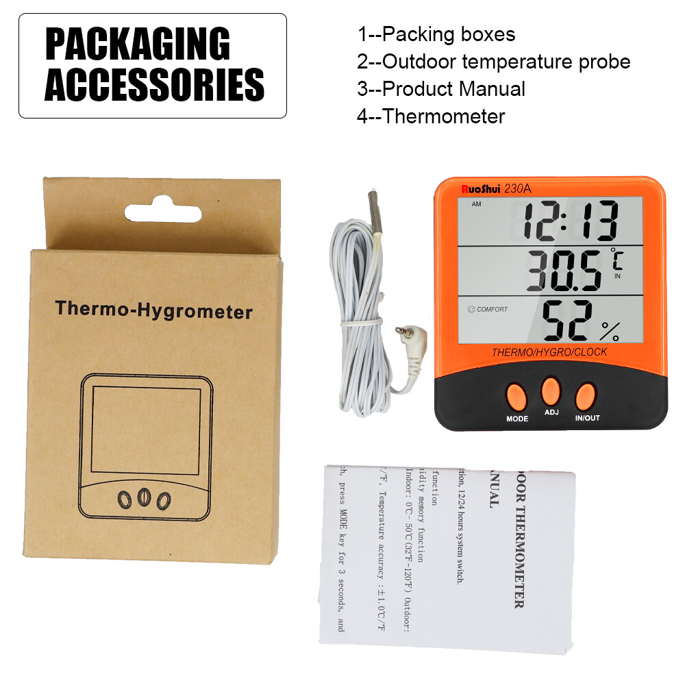 Thermometer Indoor Digital LCD Hygrometer Temperature Humidity Meter Alarm Clock