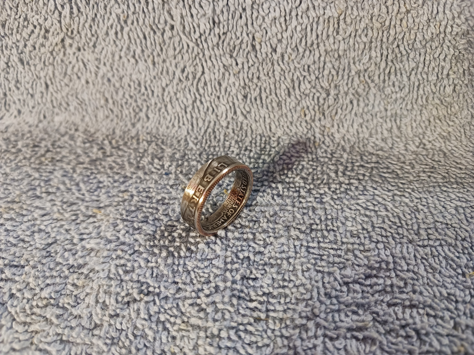 1994 Washington Quarters, Handmade Coin Ring, Size 7 -1/2 clad