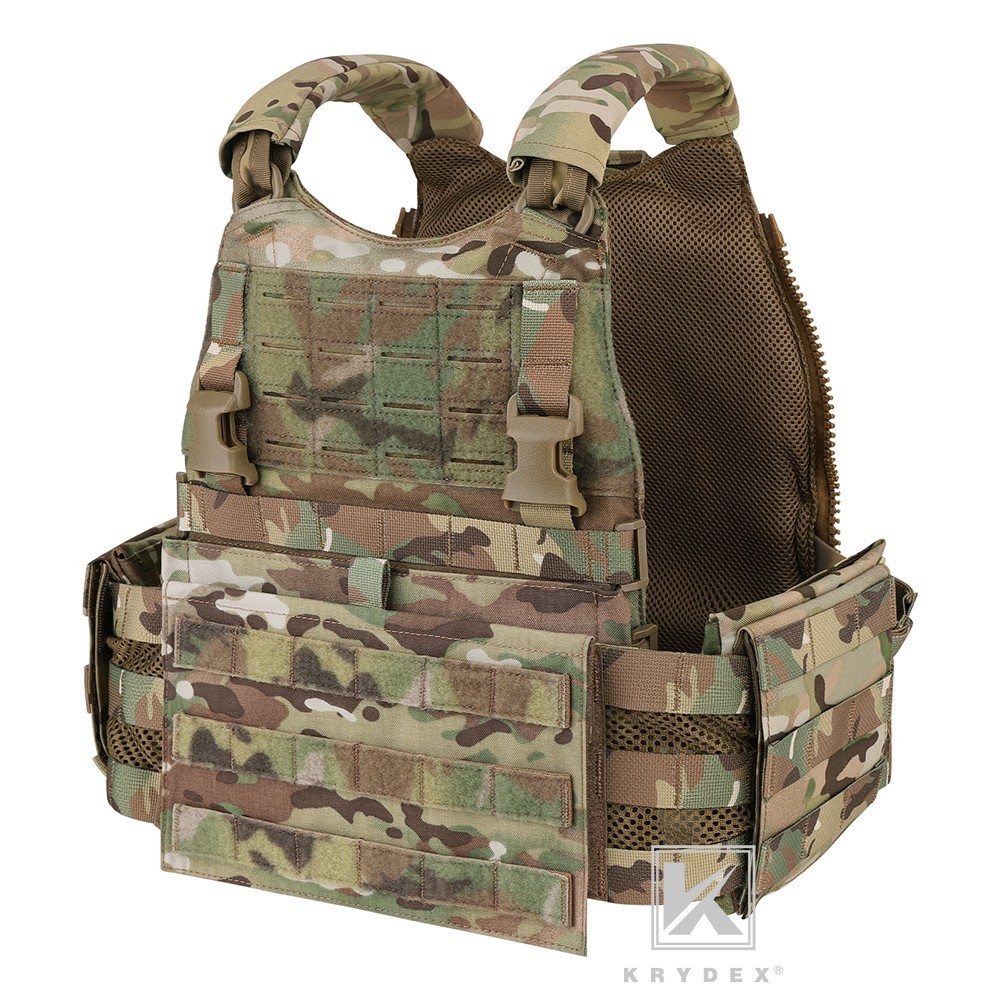 KRYDEX Tactical SCARAB Plate Carrier Heavy Duty Vest Camo w/ Side Plates Pocket