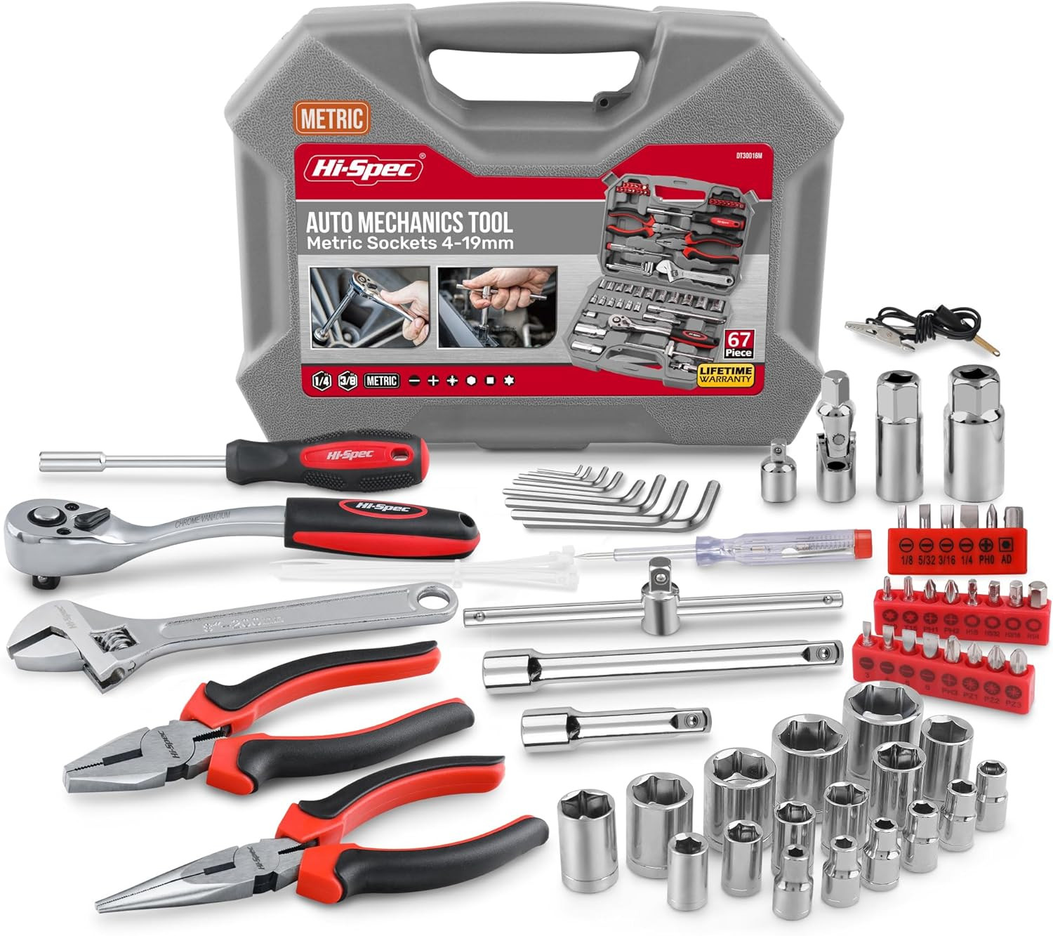 67 Pc Metric Auto Mechanic Tool Set Socket Pliers Case
